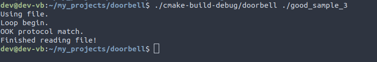 example output from console